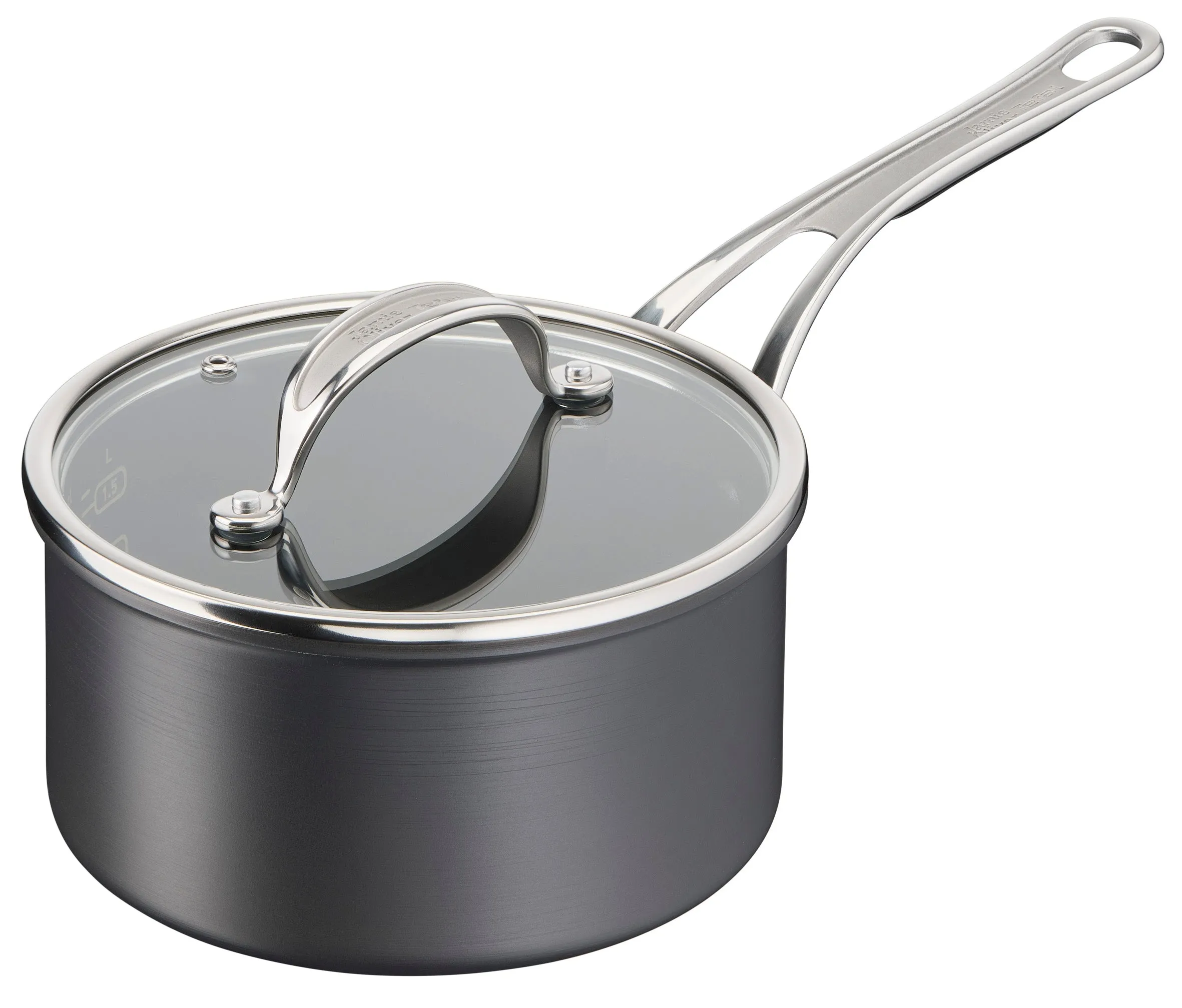 Jamie Oliver by Tefal Cooks Classic Non-Stick Induction Hard Anodised Saucepan   Lid 18cm