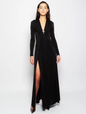 Long Black Dress with Wide Slits