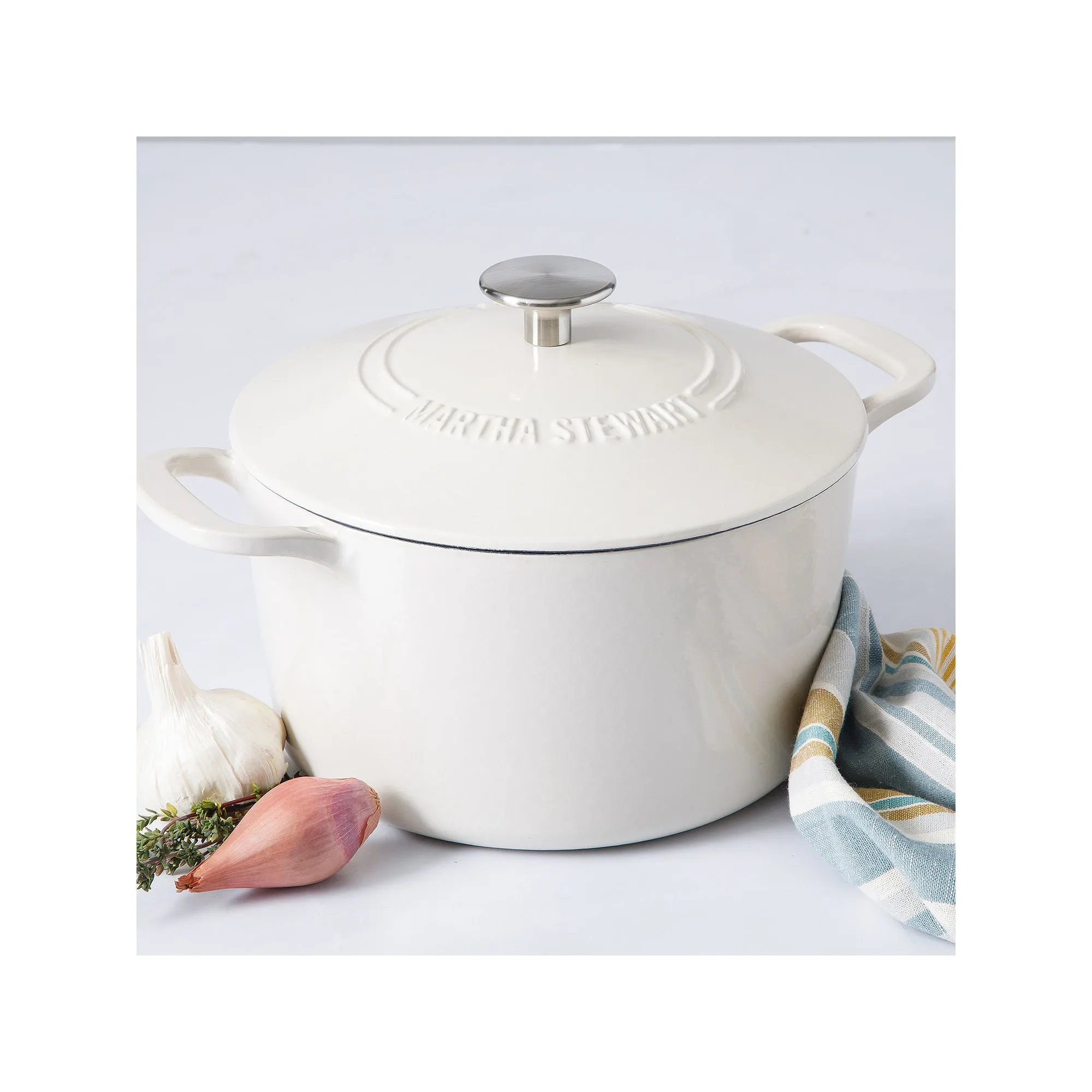 Martha Stewart Cast Iron 7-Qt. Dutch Oven - LINEN ONE SIZE