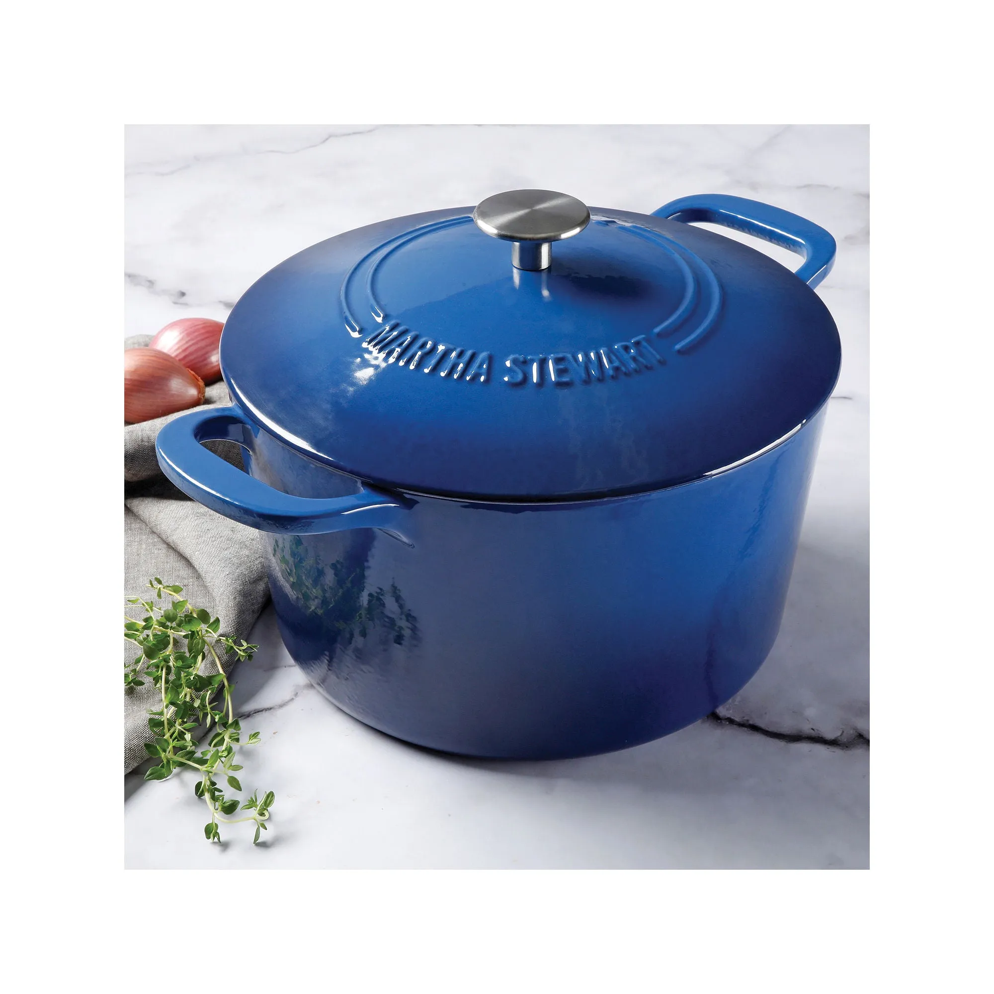 Martha Stewart Cast Iron 7-Qt. Dutch Oven - NAVY ONE SIZE