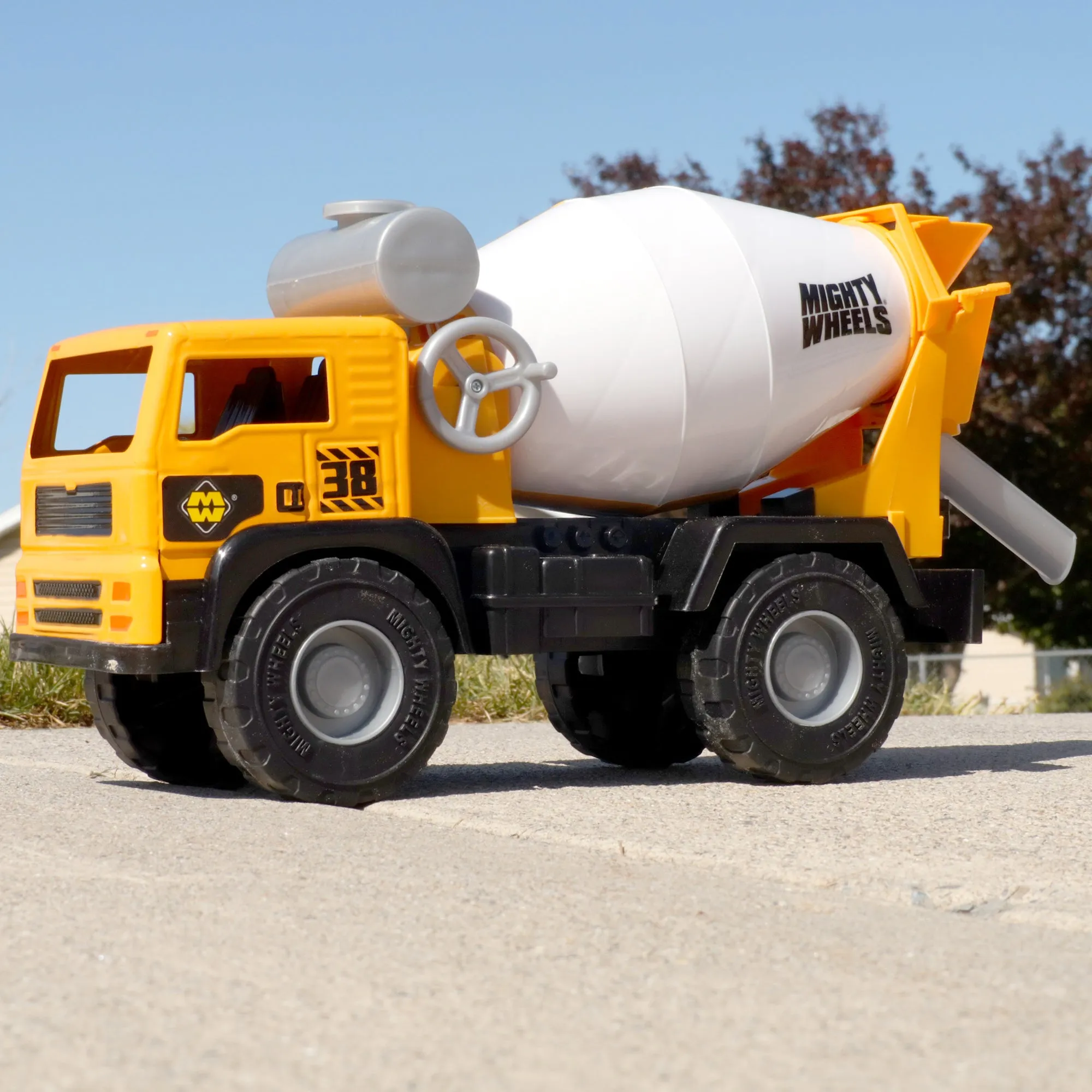 Mighty Wheels 16" Cement Mixer Truck with Realistic Sounds and Spinning Drum