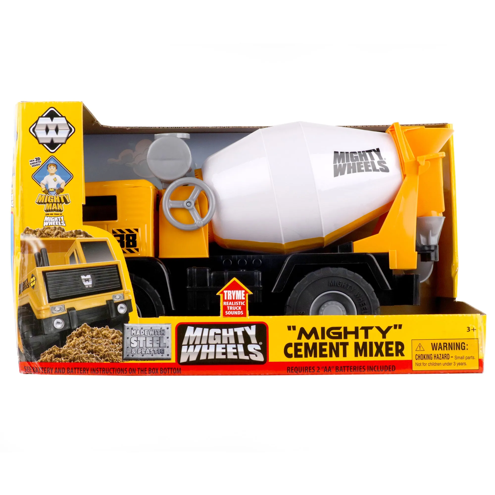 Mighty Wheels 16" Cement Mixer Truck with Realistic Sounds and Spinning Drum