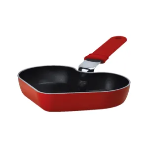 Mini Heart-Shaped Ceramic Frying Pan, 5 1/2 Inch, Red - Ecolution