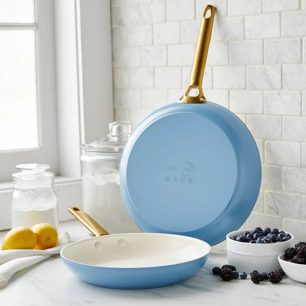 Reserve Ceramic Nonstick 10" and 12" Frypan Set | Sky Blue