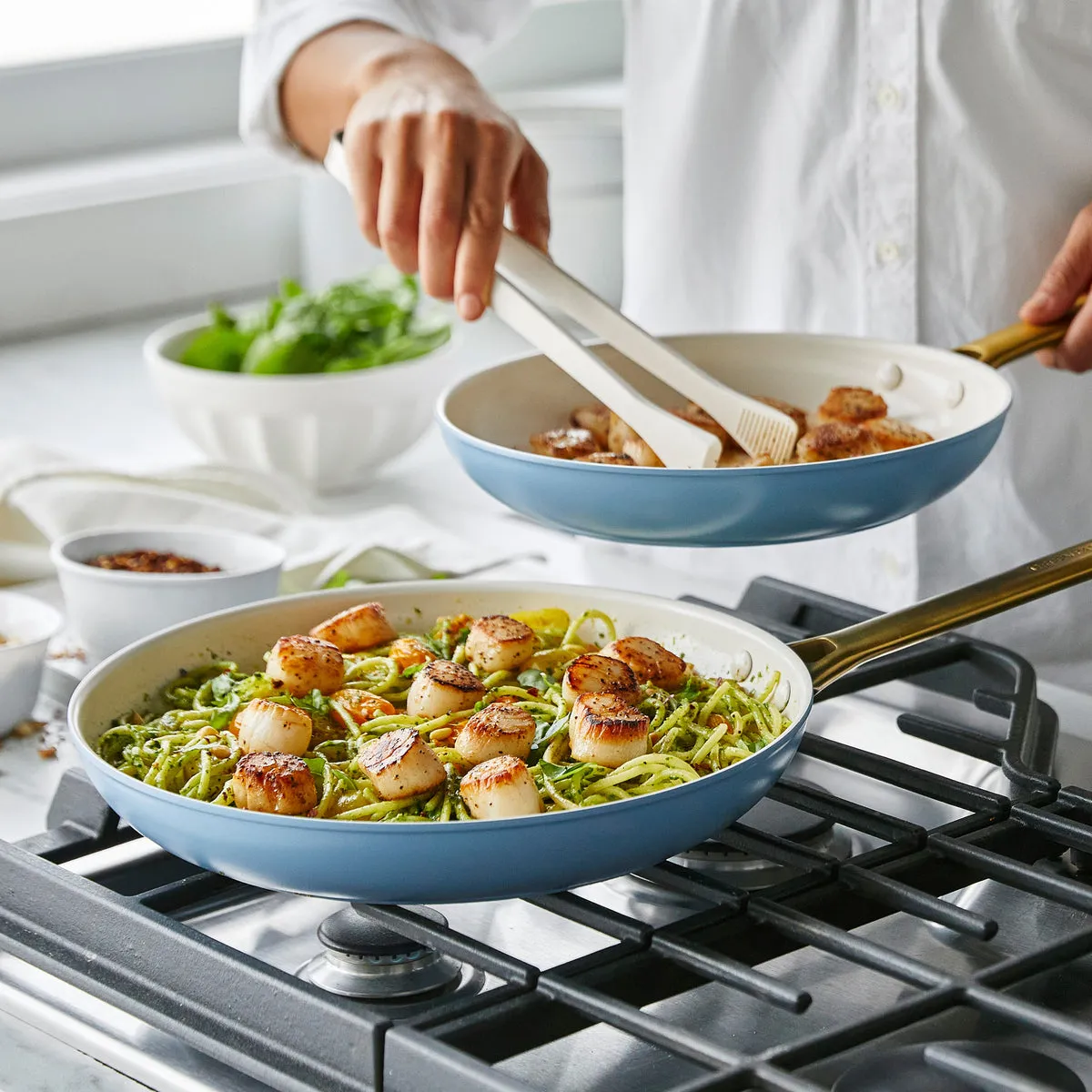 Reserve Ceramic Nonstick 10" and 12" Frypan Set | Sky Blue