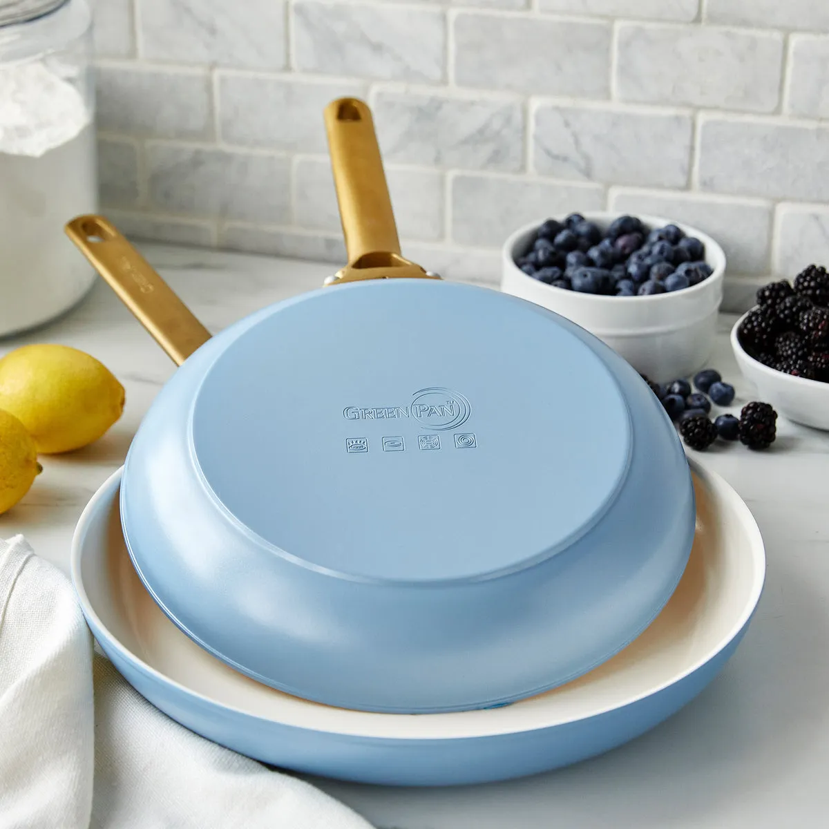 Reserve Ceramic Nonstick 10" and 12" Frypan Set | Sky Blue