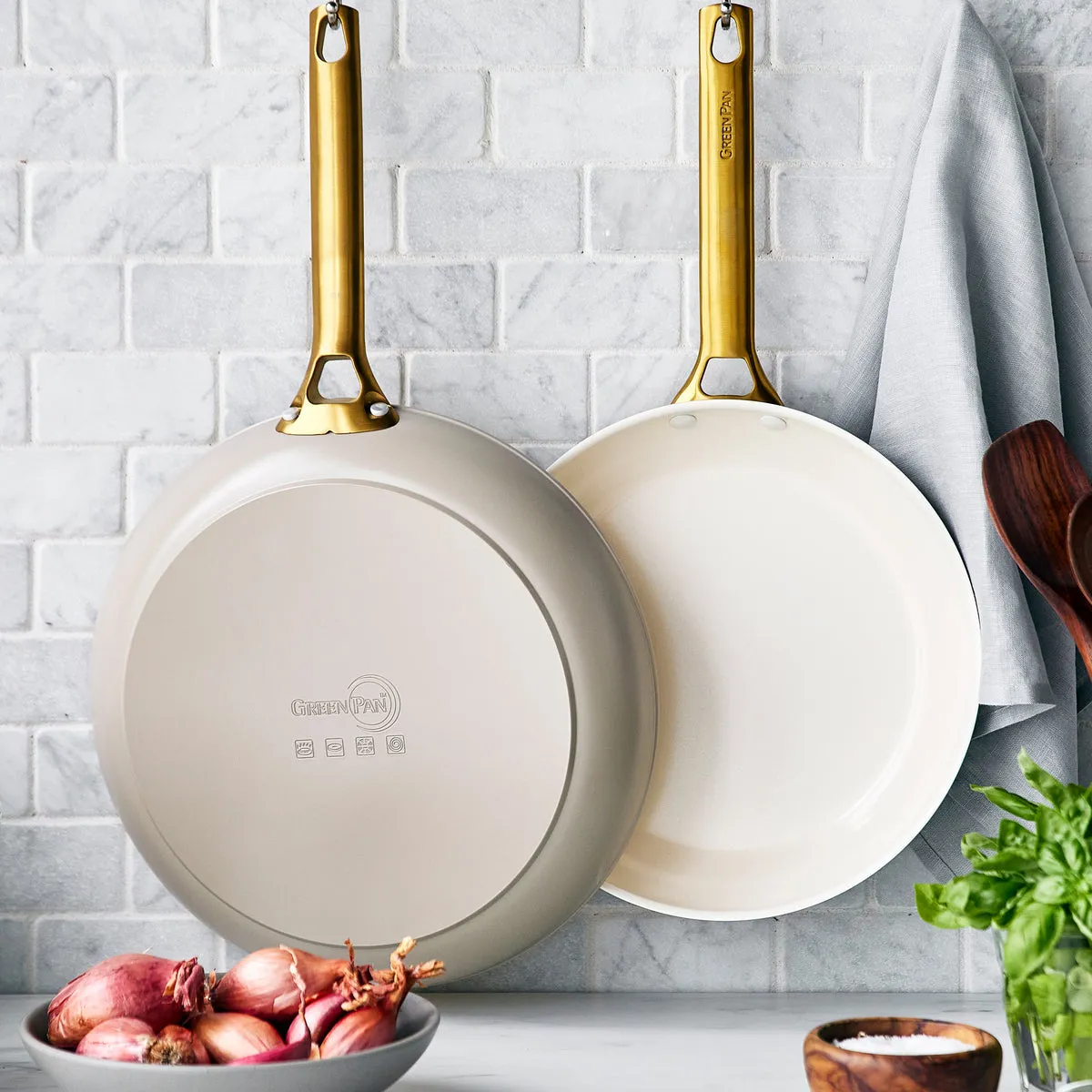 Reserve Ceramic Nonstick 10" and 12" Frypan Set | Taupe