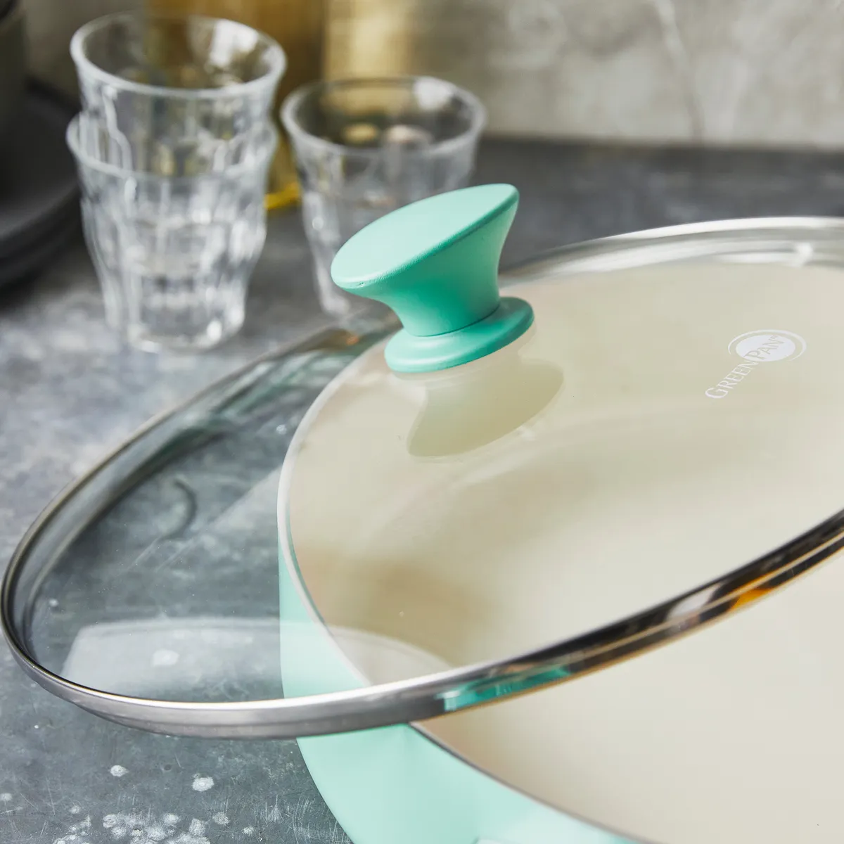 Rio Ceramic Nonstick 5-Quart Sauté Pan with Lid | Turquoise