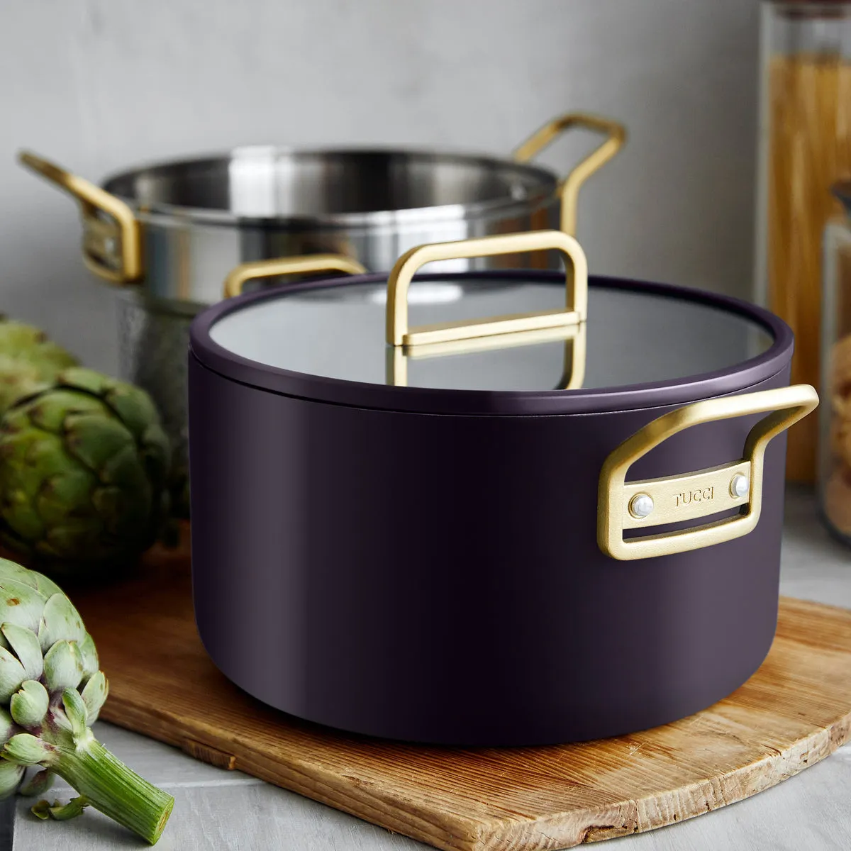 Stanley Tucci™ Ceramic Nonstick 11-Piece Cookware Set with the Tucci Cookbook | Calabrian Fig
