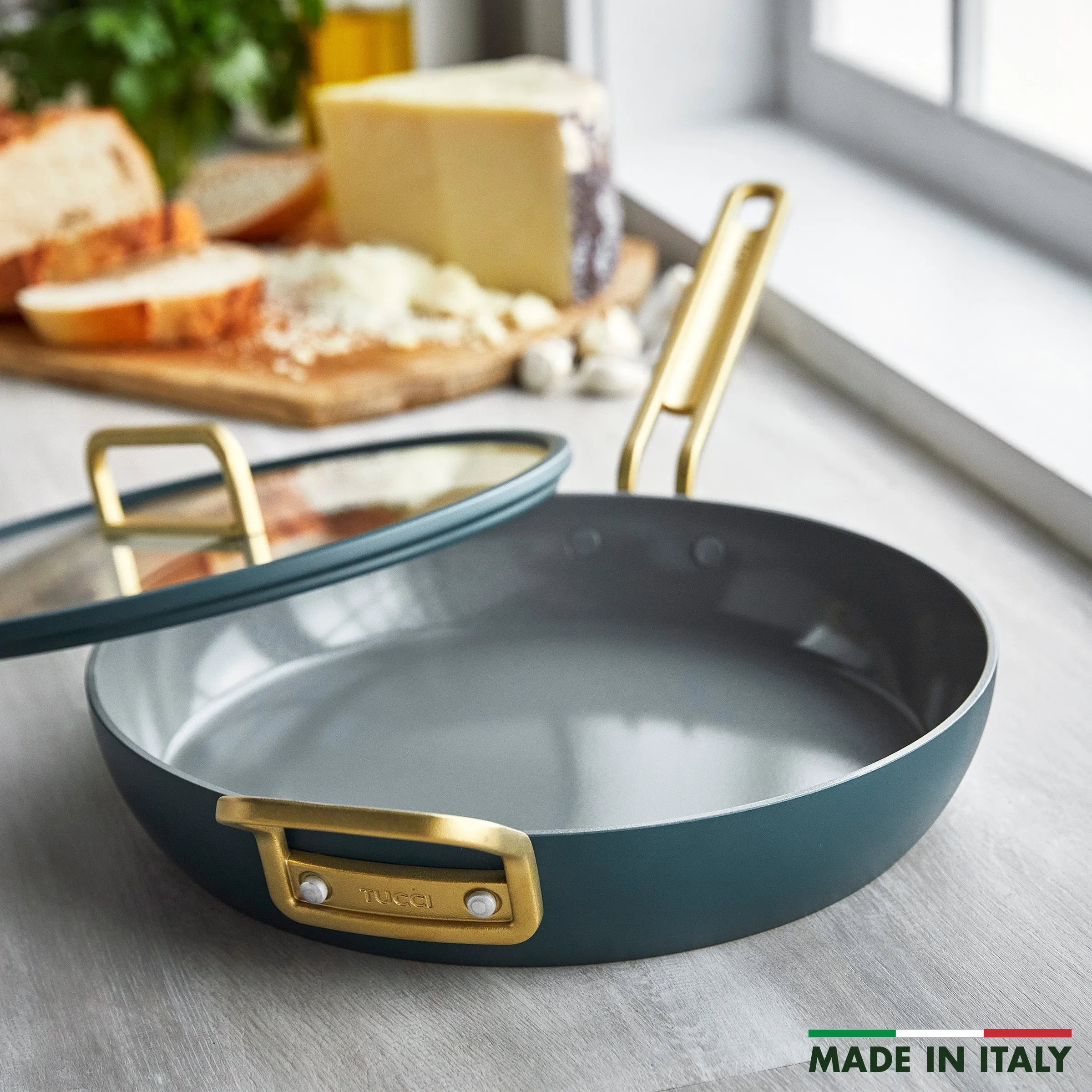 Stanley Tucci™ Ceramic Nonstick 12" Frypan with Lid | Venetian Teal