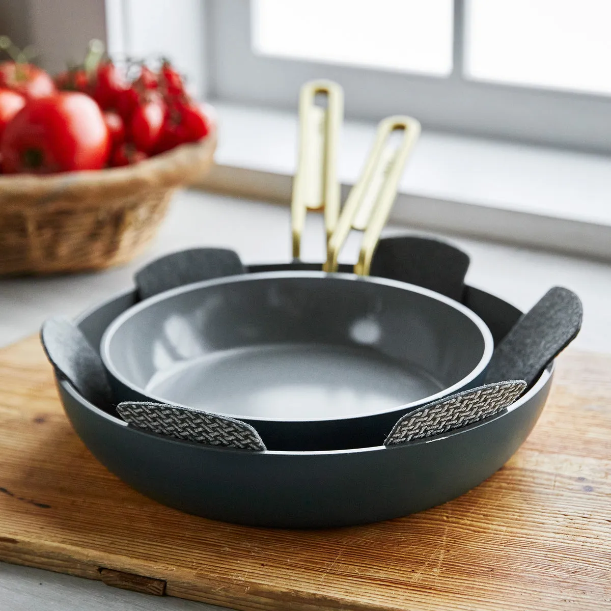 Stanley Tucci™ Ceramic Nonstick 4-Piece Frypan Set with The Tucci Cookbook | Venetian Teal