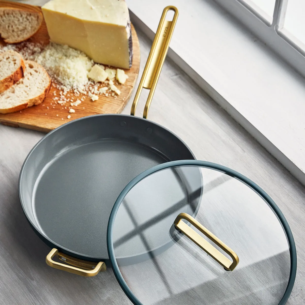 Stanley Tucci™ Ceramic Nonstick 4-Piece Frypan Set with The Tucci Cookbook | Venetian Teal