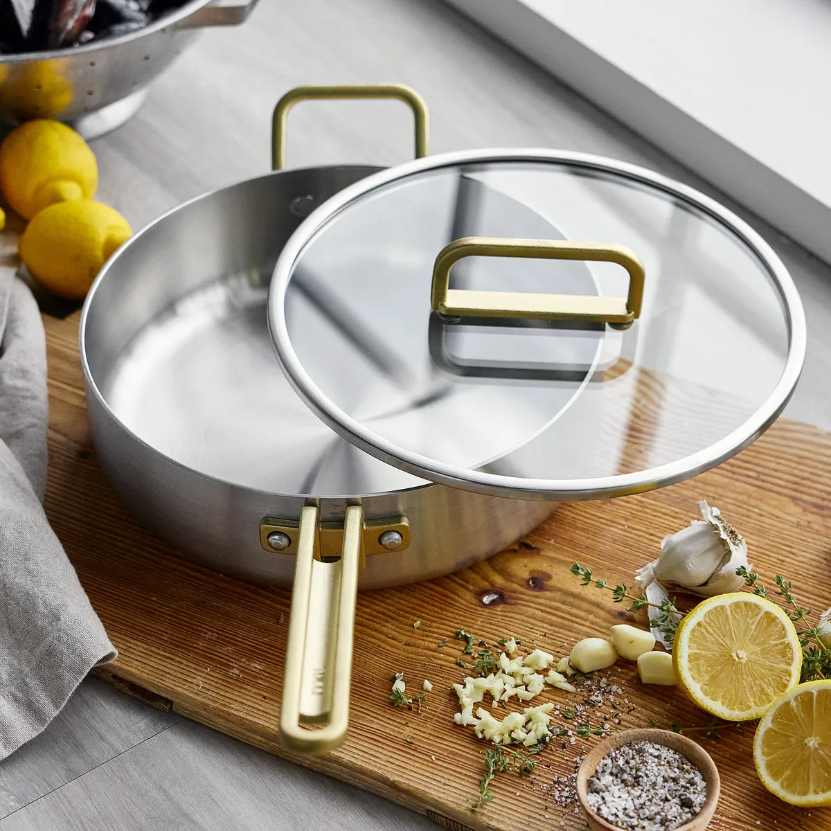 Stanley Tucci™ Mixed Material Stainless Steel 4-Piece Chef Set with the Tucci Cookbook