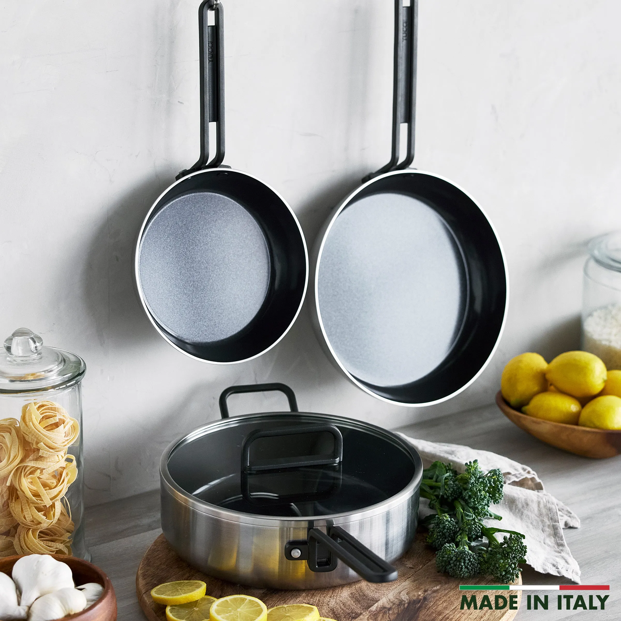 Stanley Tucci™ Stainless Steel Ceramic Nonstick 4-Piece Chef Set with The Tucci Cookbook