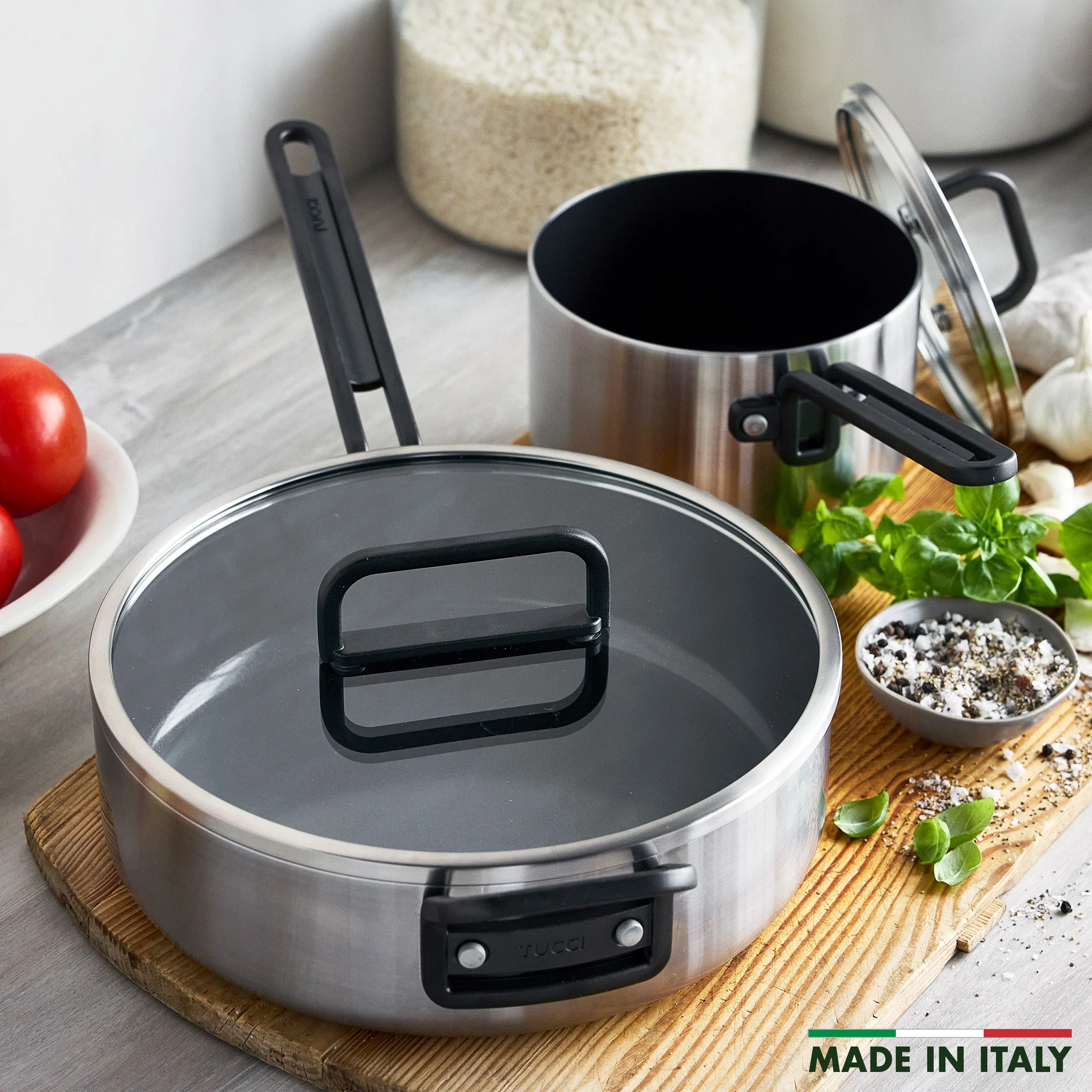Stanley Tucci™ Stainless Steel Ceramic Nonstick 4-Piece Saucepan & Sauté Pan Set