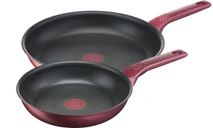 Tefal Daily Chef Red Non-Stick Induction Twin Pack Frypan Set 22/28cm