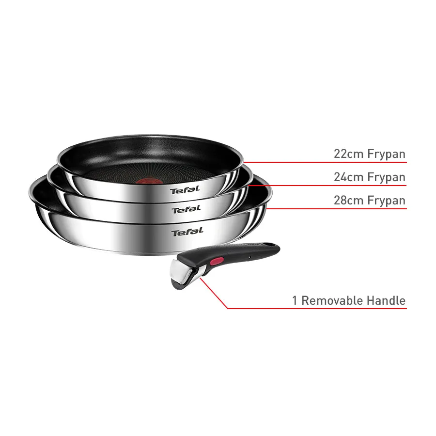 Tefal Ingenio Emotion Induction Non-stick Stainless Steel 4pc Frypan Set