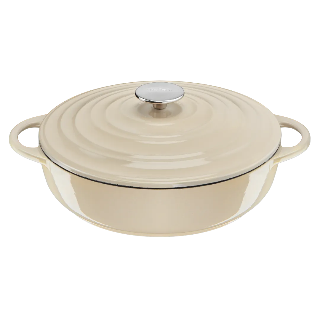Tefal LOV Induction Cast Iron Beige Shallowpot 28cm/3.8L   Lid