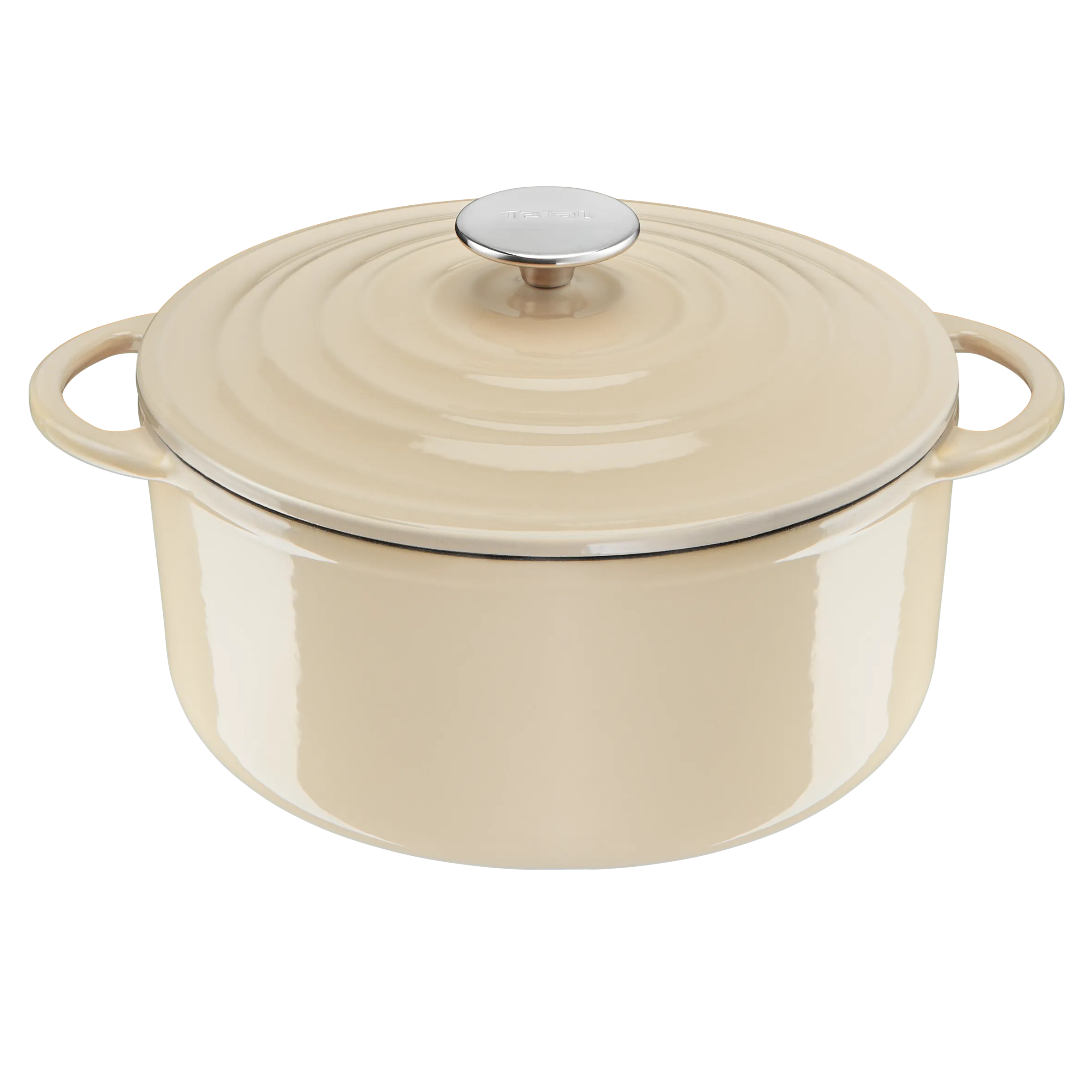 Tefal LOV Induction Cast Iron Beige Stewpot 25cm/5L   Lid