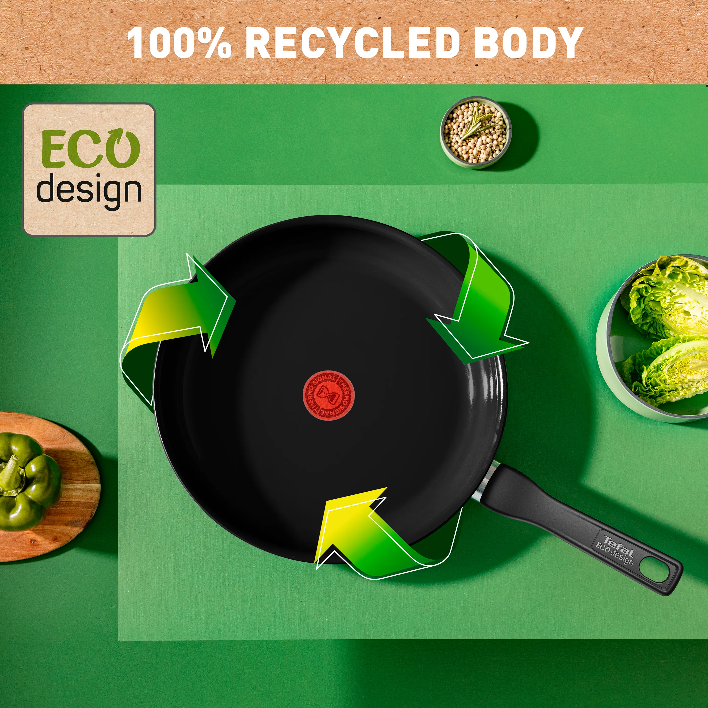 Tefal Renew Black Twin Pack Frypan Set 20/28cm - Ceramic Non-Stick Coating