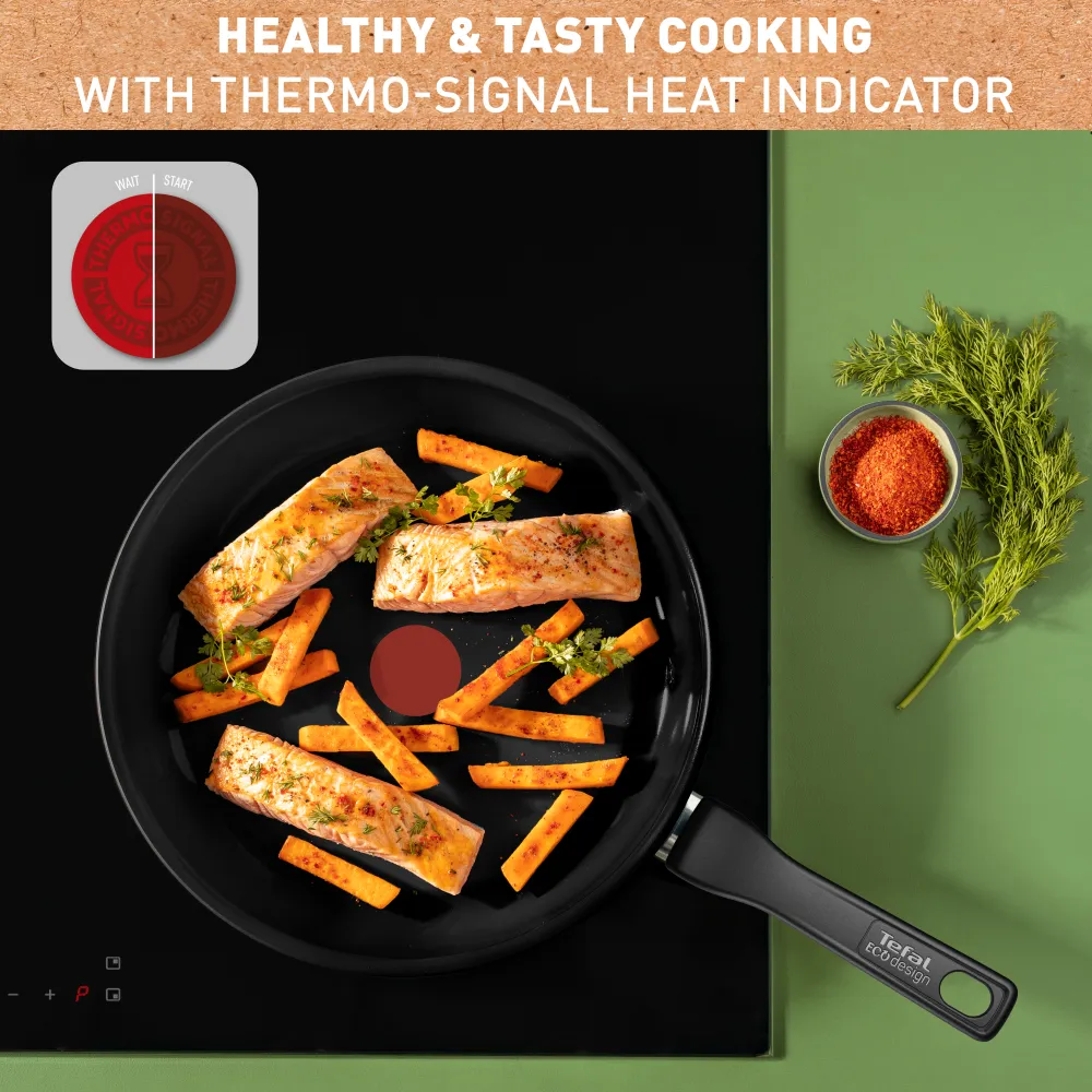 Tefal Renew Black Twin Pack Frypan Set 20/28cm - Ceramic Non-Stick Coating
