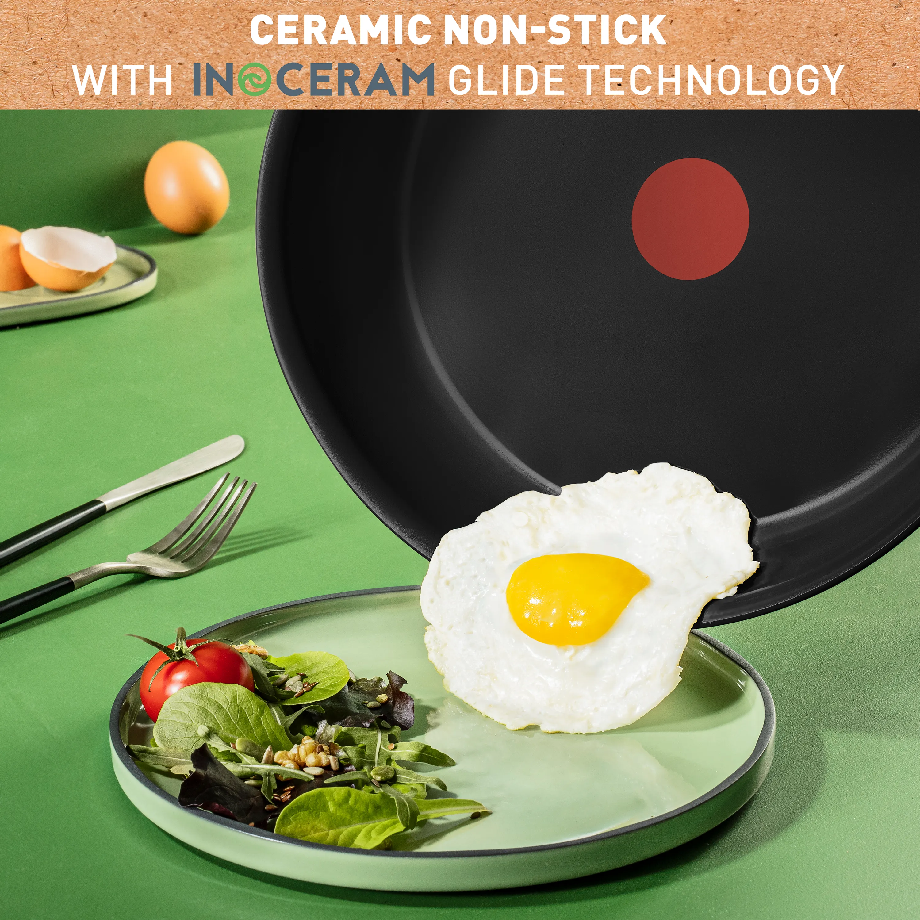 Tefal Renew Black Twin Pack Frypan Set 20/28cm - Ceramic Non-Stick Coating