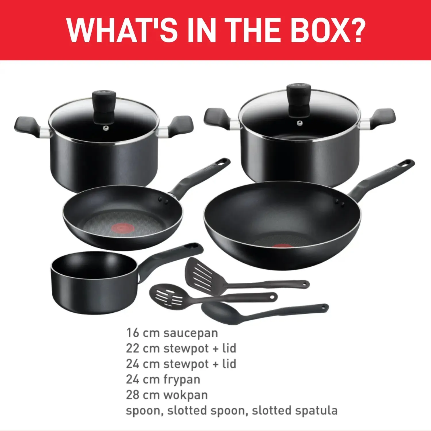 Tefal Super Cook Non-Stick 5pc Set with Utensils
