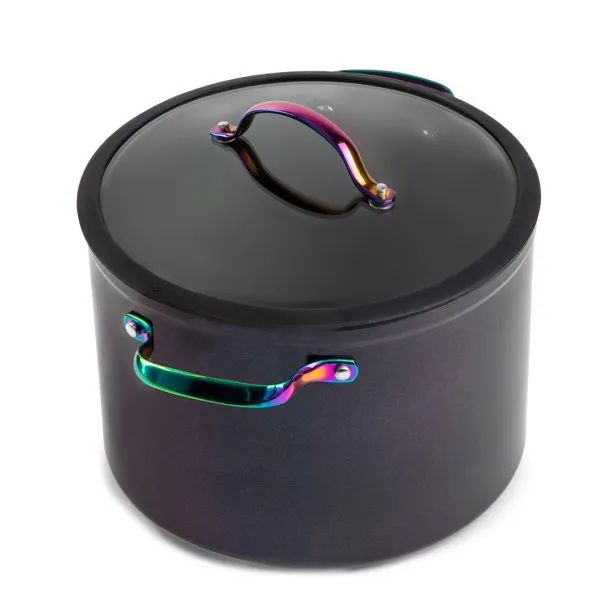 Thyme & Table TT0065 Non-Stick 8 Quart Rainbow Stock Pot with Glass Lid