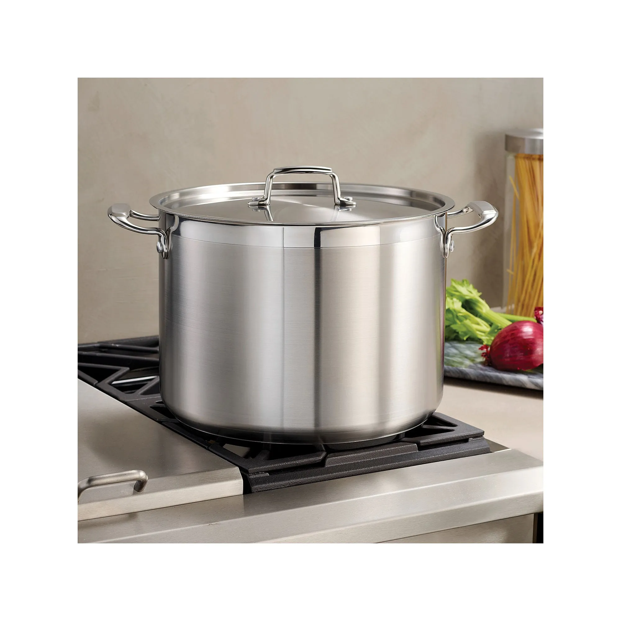 Tramontina 80120/001DS Gourmet 16-qt. Tri-Ply Covered Stock Pot, One Size, Gray