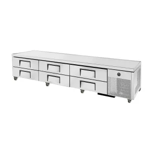 True TRCB-110 Six-Drawer Refrigerated Chef Base, V-Edge, 110"