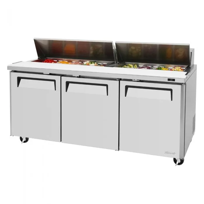 Turbo Air MST-72-N M3 Series Solid 3 Door Sandwich / Salad Refrigerated Prep Table, 72"