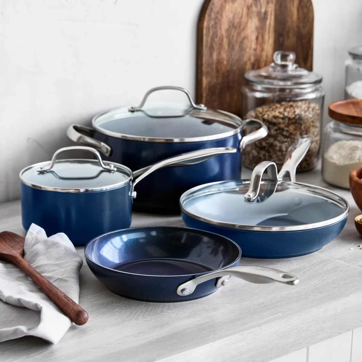 Valencia Pro Ceramic Nonstick 7-Piece Cookware Set | Midnight Blue