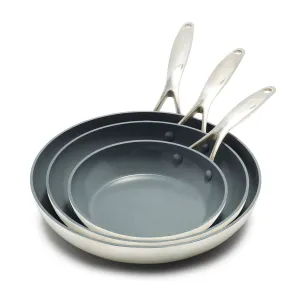 Valencia Pro Ceramic Nonstick 8", 9.5", and 11" Frypan Set | Cream