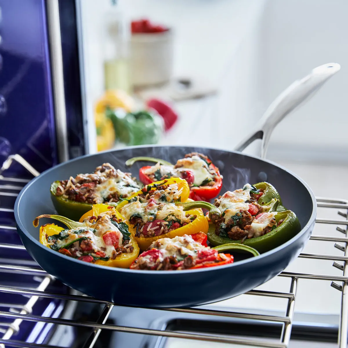Valencia Pro Ceramic Nonstick 8", 9.5", and 11" Frypan Set | Oxford Blue