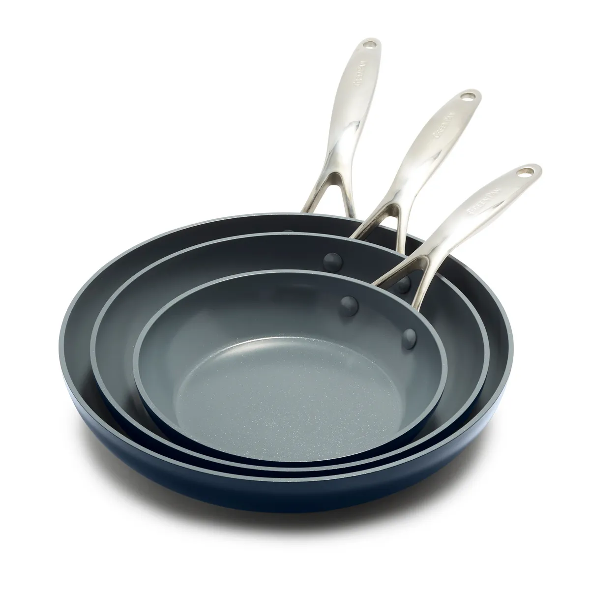 Valencia Pro Ceramic Nonstick 8", 9.5", and 11" Frypan Set | Oxford Blue