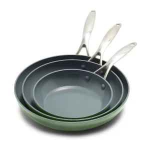 Valencia Pro Ceramic Nonstick 8", 9.5", and 11" Frypan Set | Sage