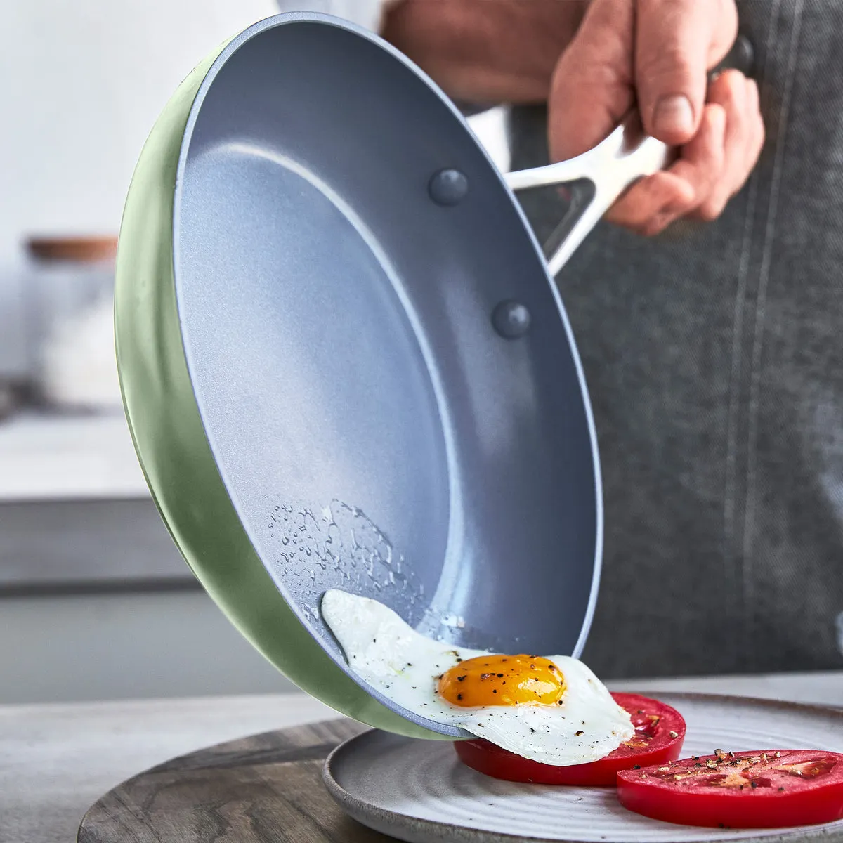 Valencia Pro Ceramic Nonstick 8", 9.5", and 11" Frypan Set | Sage