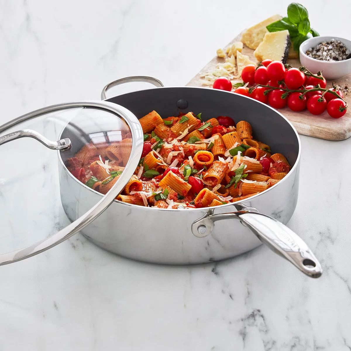 Valencia Pro Stainless Steel 5-Quart Sauté Pan with Lid