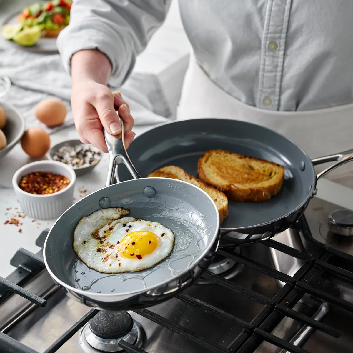 Valencia Pro Stainless Steel 8" and 10" Frypan Set
