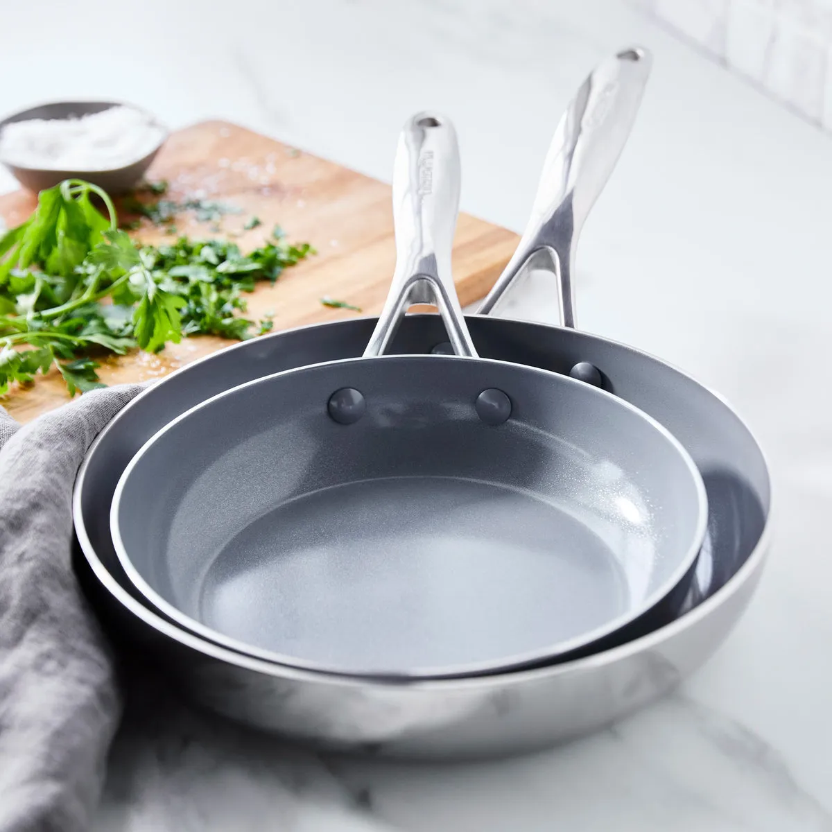 Valencia Pro Stainless Steel 8" and 10" Frypan Set